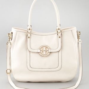 Tory Burch White Classic Amanda Hobo Bag
